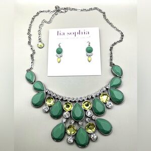 NWOT lia sophia set “Melodious” statement necklace 21-26” w/ matching earrings